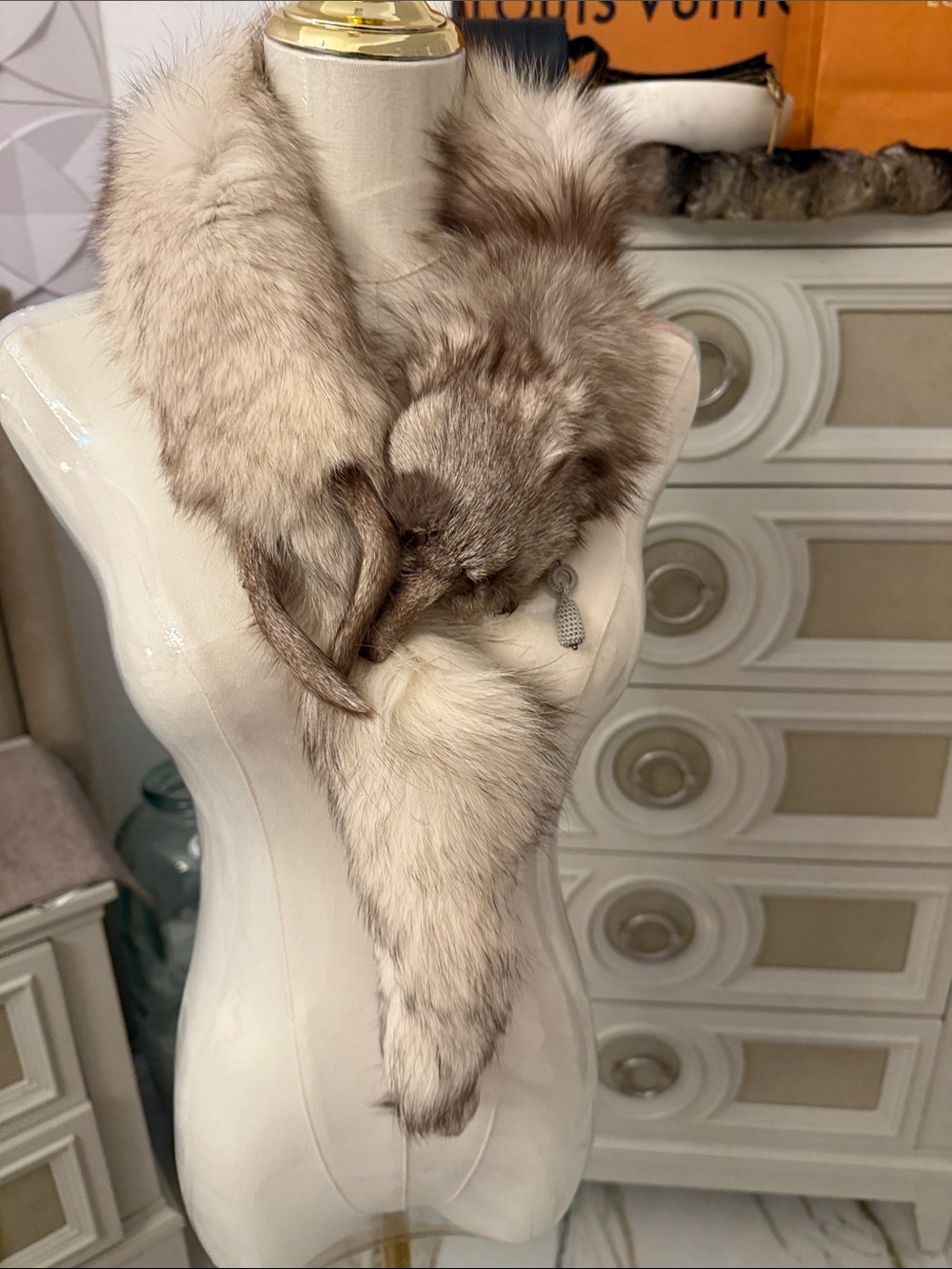 Blue fox fur scarf